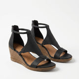 Bella Rue Official black wedge sandal hero 45