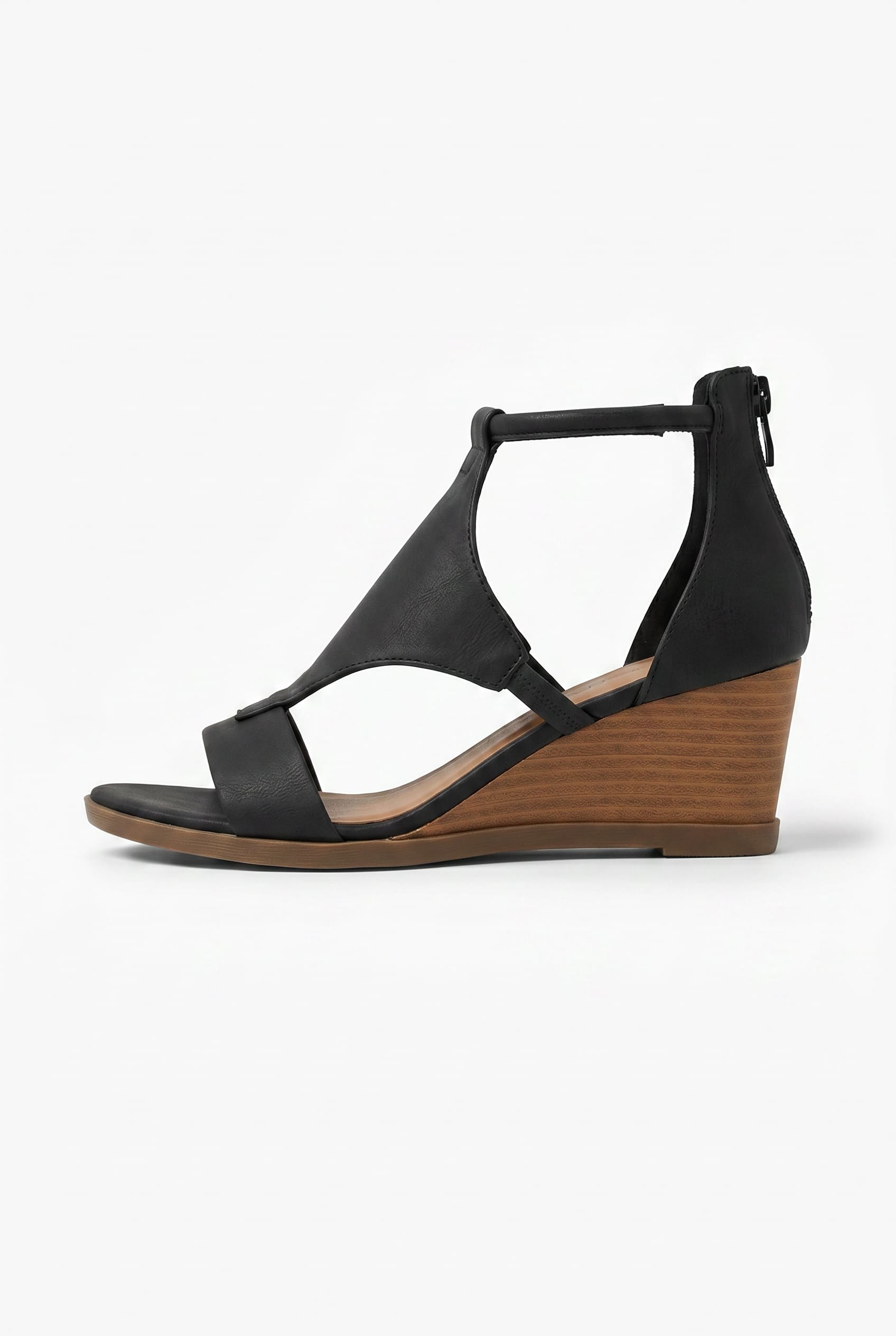 Bella Rue Official black wedge sandal side profile
