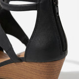 Bella Rue Official black wedge sandal material detail