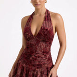 Amelie Rouge | Embellished Halterneck Mini Dress