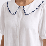 Eden Grace | Scalloped Linen Blouse for Breathable Comfort