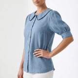 Eden Grace | Scalloped Linen Blouse for Breathable Comfort