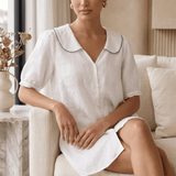 Eden Grace | Scalloped Linen Blouse for Breathable Comfort