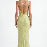Isadora Verde | Open Back Sequin Maxi Dress