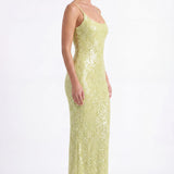 Isadora Verde | Open Back Sequin Maxi Dress