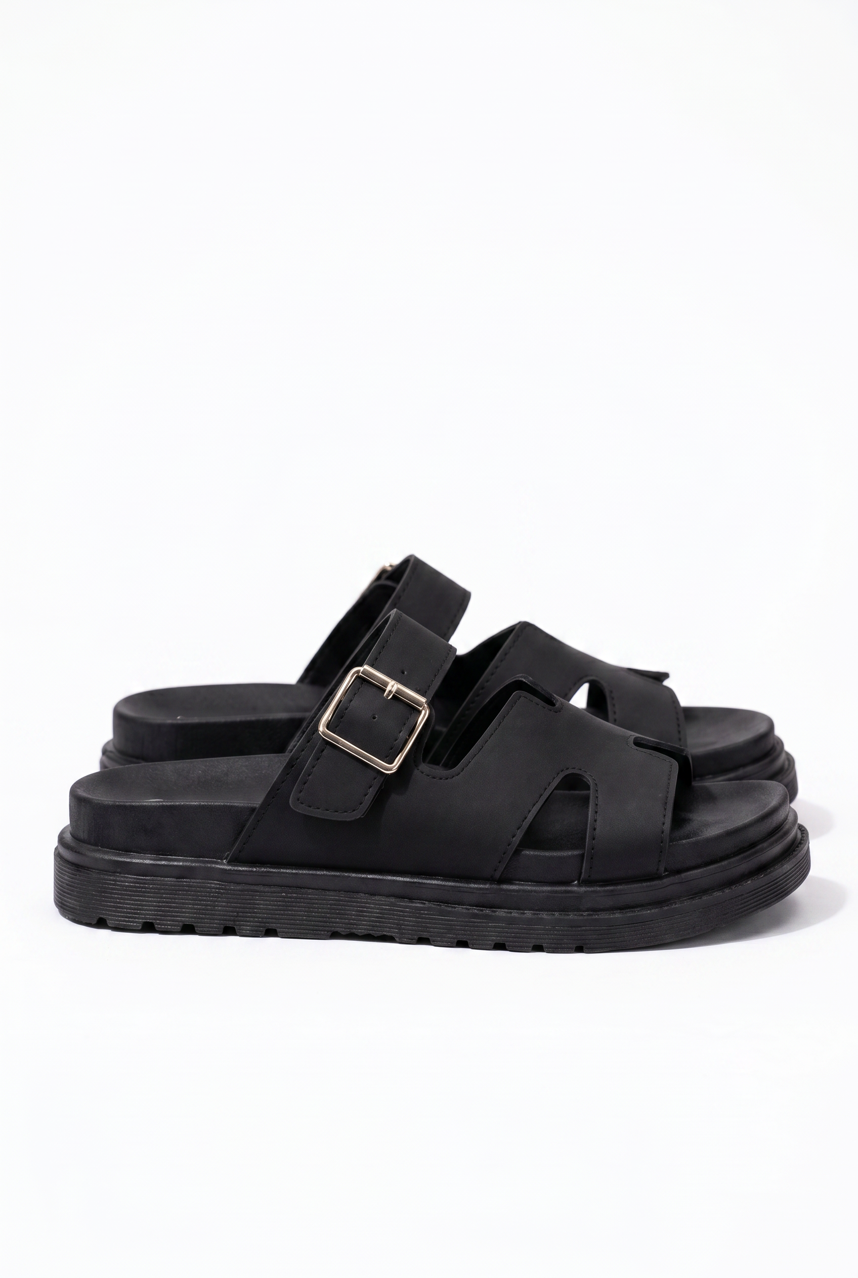 Elara Marlowe Black Sandals - Side Profile