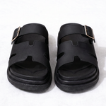 Elara Marlowe Black Sandals - Front Toe View