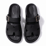 Elara Marlowe Black Sandals - Top Down View