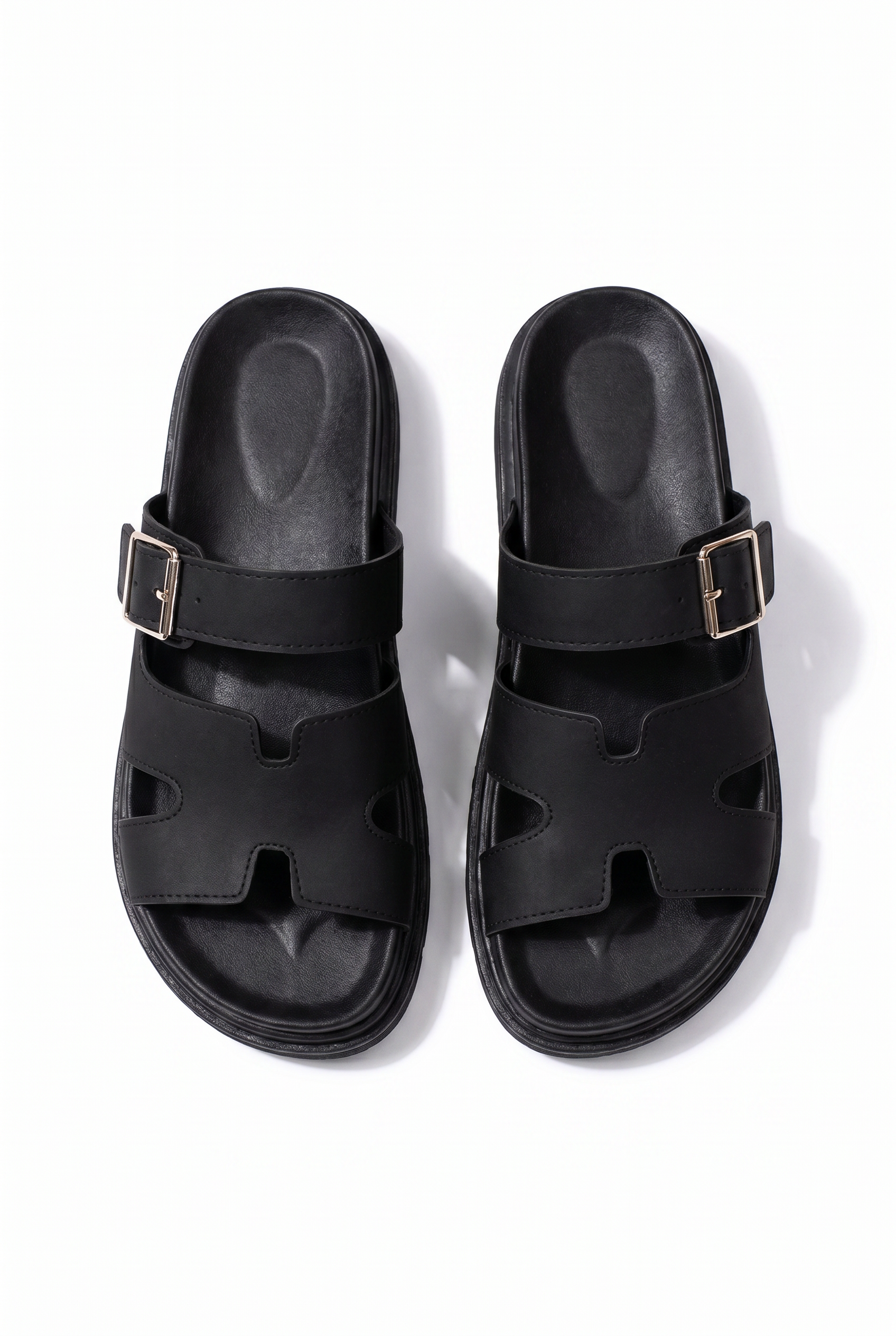 Elara Marlowe Black Sandals - Top Down View