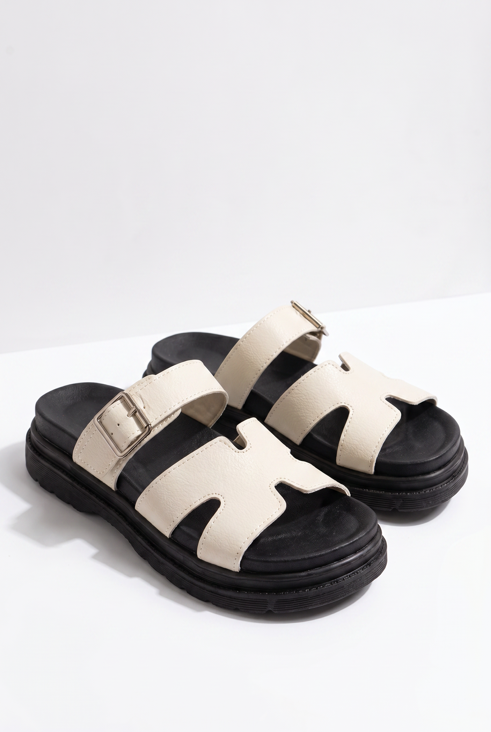 Elara Marlowe Cream Sandals - Hero