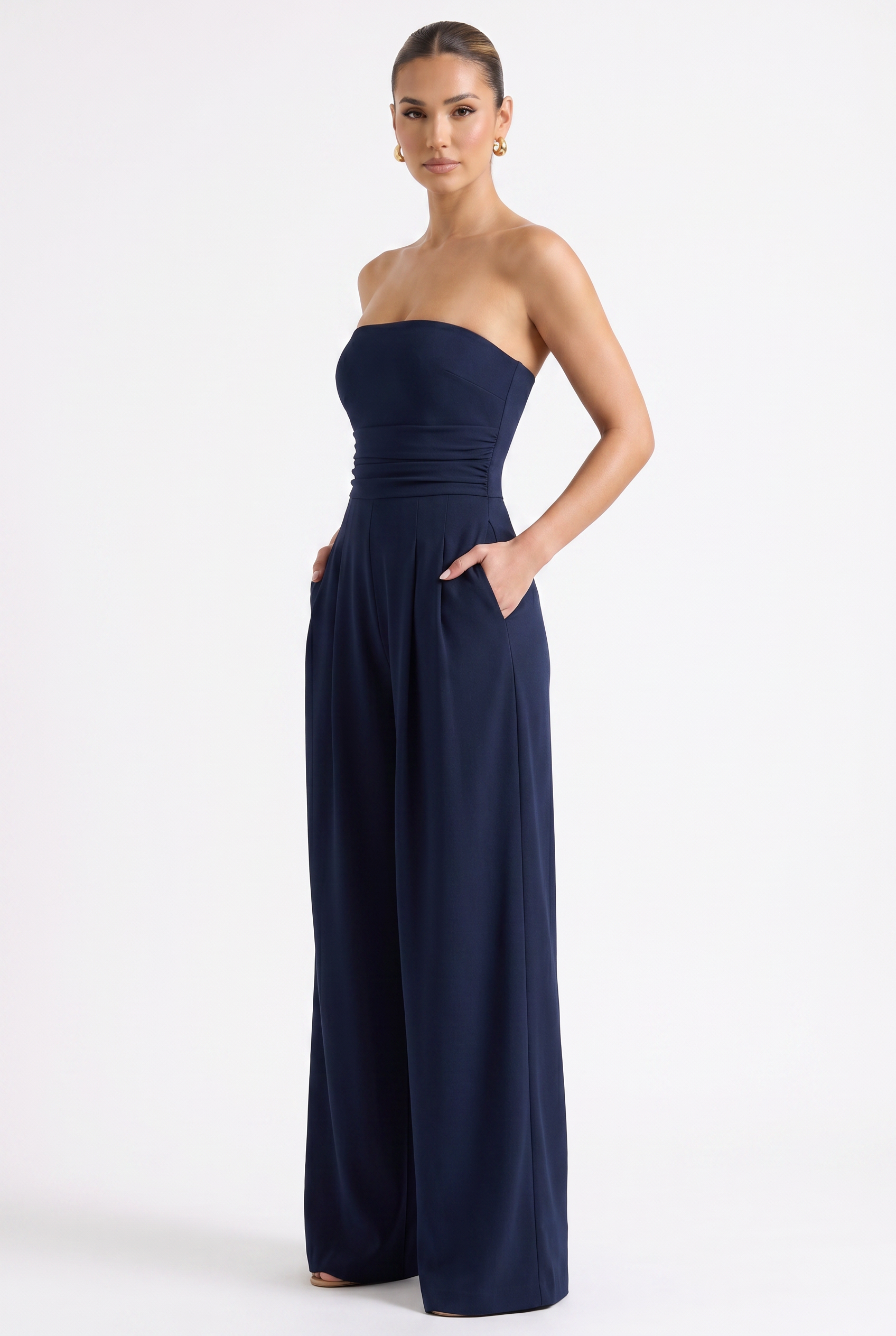 Clara Noelle Navy Blue Jumpsuit - 3/4 Angle