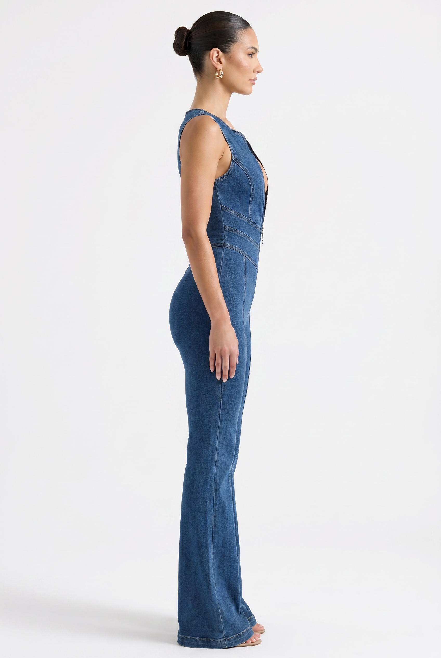 Daphne Elara Denim Jumpsuit - Side View