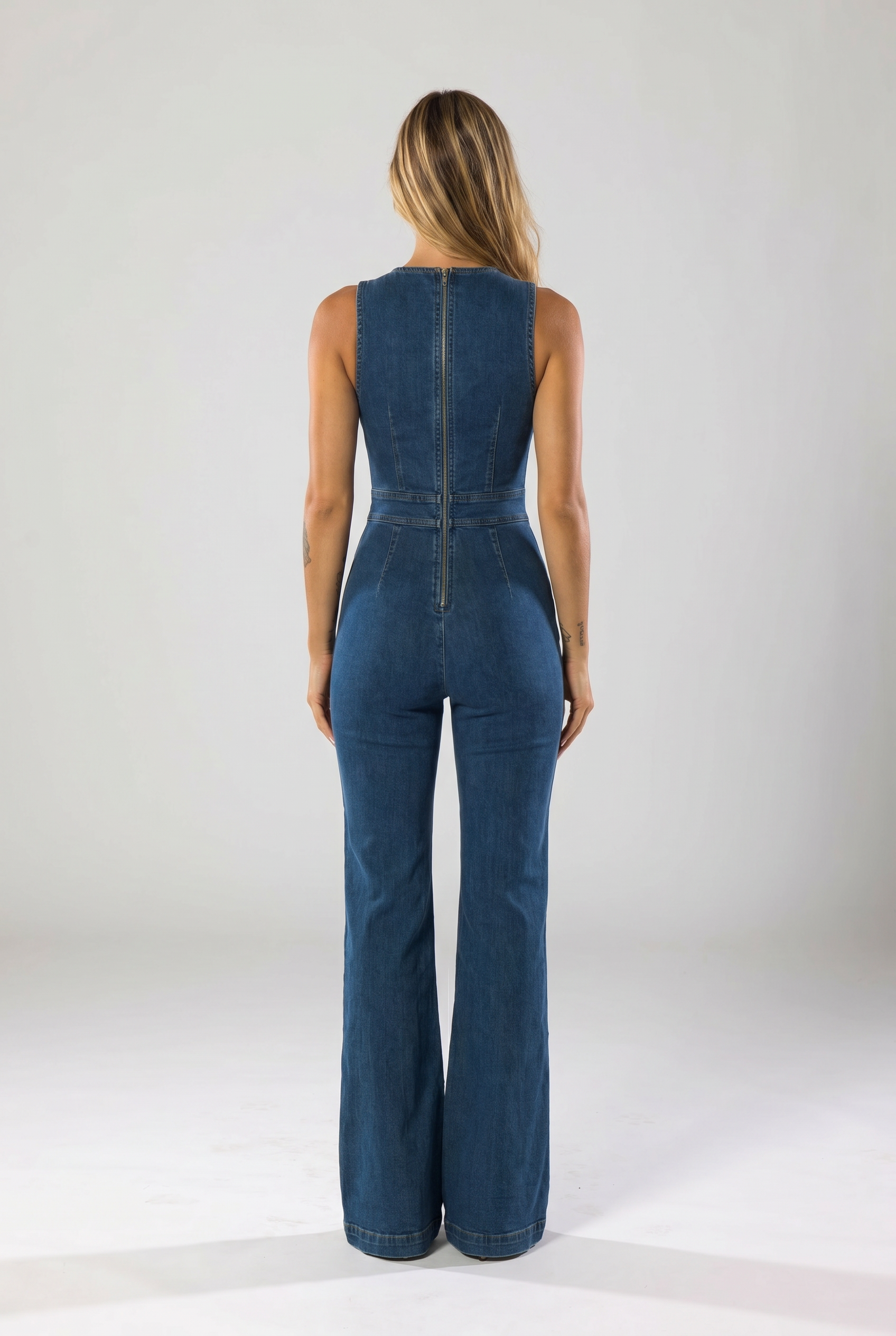 Daphne Elara Denim Jumpsuit - Back View
