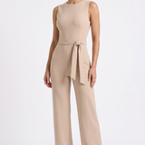 Sophia Elodie Belted Palazzo Jumpsuit Beige - Hero