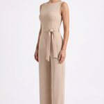 Sophia Elodie Belted Palazzo Jumpsuit Beige - 3/4 Front Angle