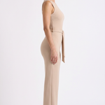 Sophia Elodie Belted Palazzo Jumpsuit Beige - Side View