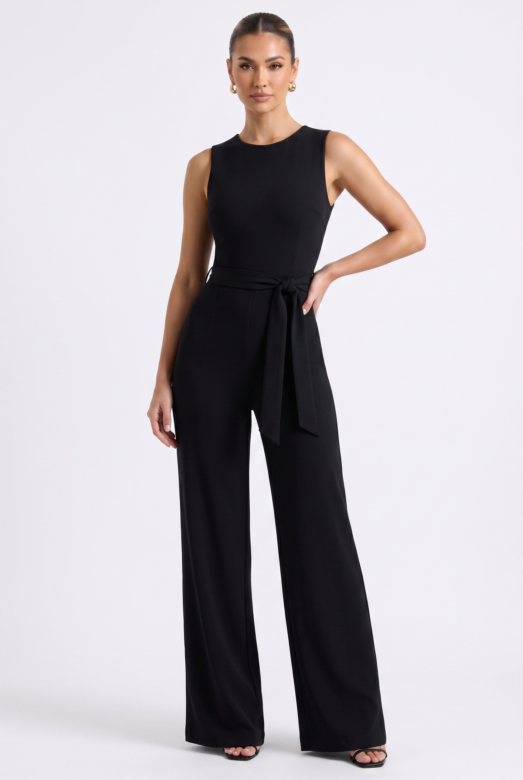 Sophia Elodie Belted Palazzo Jumpsuit Black - Hero