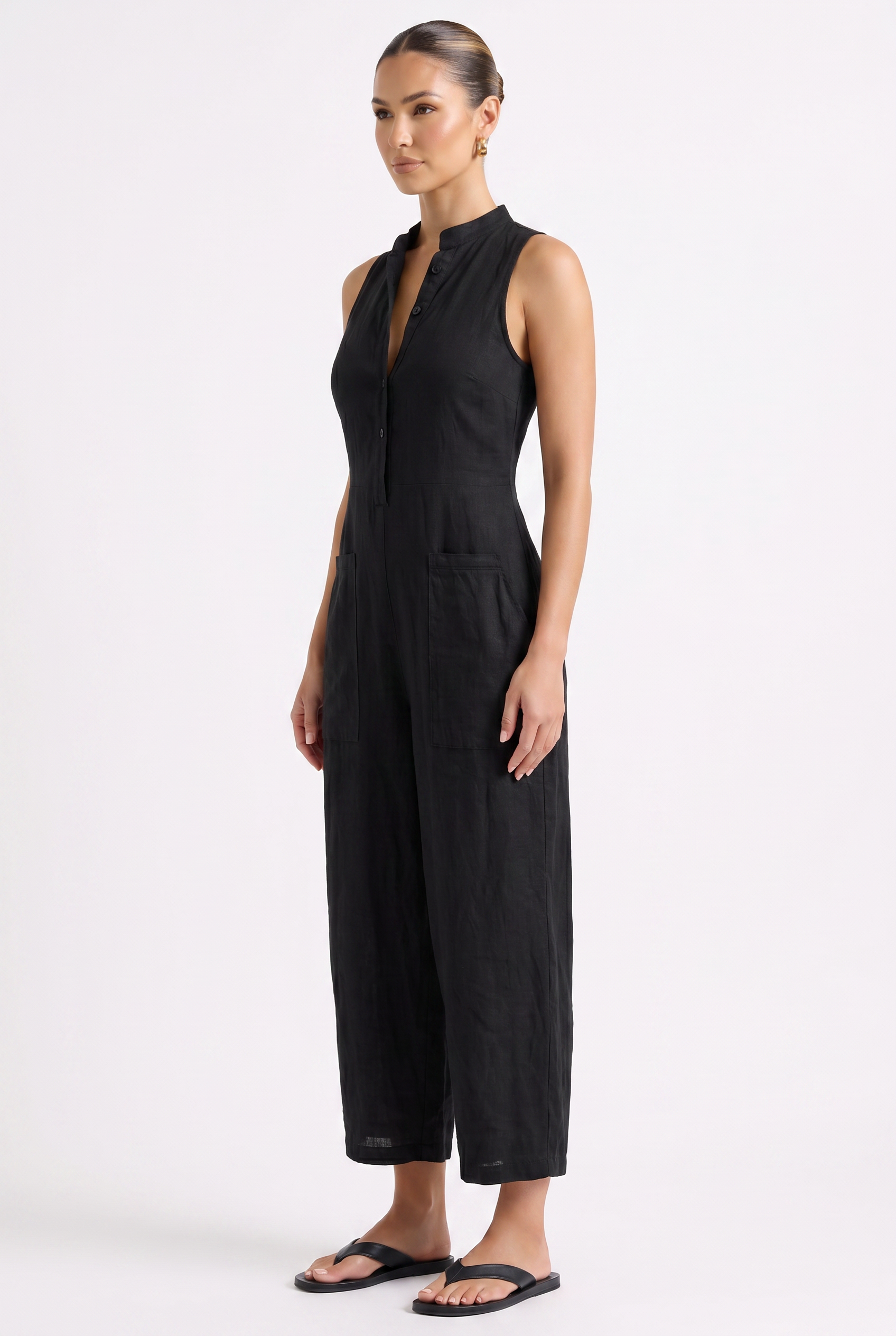 Soreia Linnea Utility Jumpsuit Black - 3/4 Front Angle