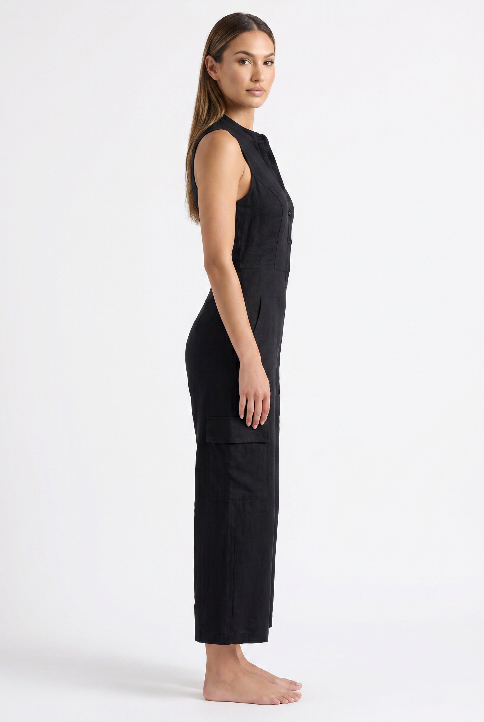 Soreia Linnea Utility Jumpsuit Black - Side View