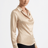 Valentina | Elegant Pleated Satin Blouse for Refined Styling